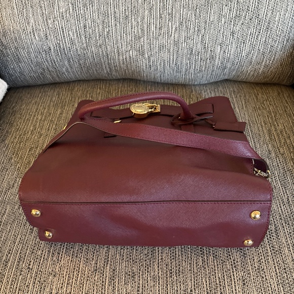 Michael Kors Merlot Hamilton Saffiano Leather  Satchel Shoulder Handbag - Picture 6 of 7